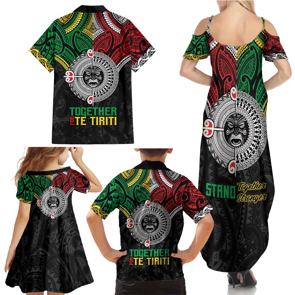 Aotearoa and Cook Islands Mo Te Tiriti Family Matching Summer Maxi Dress and Hawaiian Shirt New Zealand Honour The Treaty Ake!Ake!Ake! LT9 - Polynesian Pride