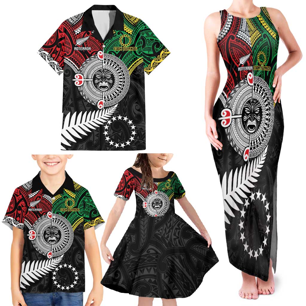 Aotearoa and Cook Islands Mo Te Tiriti Family Matching Tank Maxi Dress and Hawaiian Shirt New Zealand Honour The Treaty Ake!Ake!Ake! LT9 - Polynesian Pride