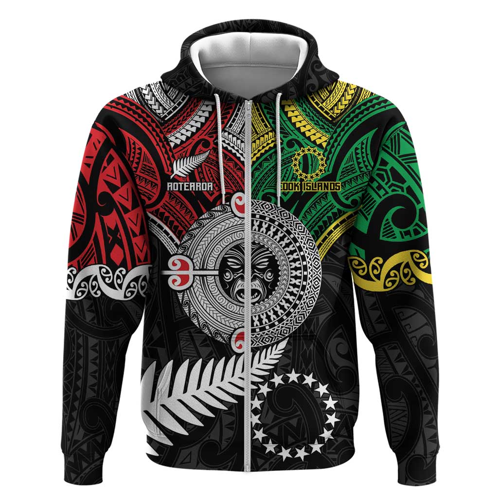 Aotearoa and Cook Islands Mo Te Tiriti Hoodie New Zealand Honour The Treaty Ake!Ake!Ake! LT9 Zip Hoodie Green - Polynesian Pride