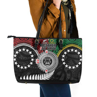 Aotearoa and Cook Islands Mo Te Tiriti Leather Tote Bag New Zealand Honour The Treaty Ake!Ake!Ake! LT9 - Polynesian Pride