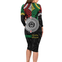 Aotearoa and Cook Islands Mo Te Tiriti Long Sleeve Bodycon Dress New Zealand Honour The Treaty Ake!Ake!Ake! LT9 - Polynesian Pride
