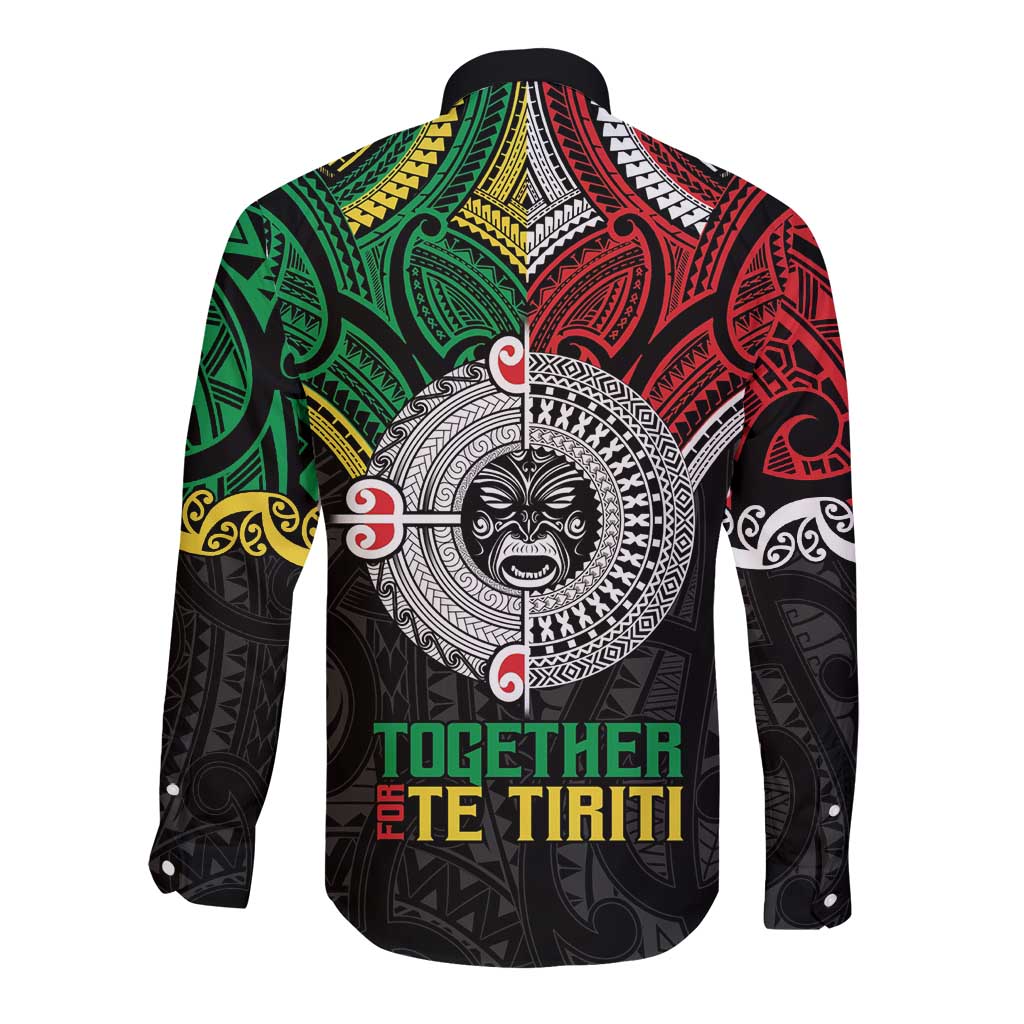 Aotearoa and Cook Islands Mo Te Tiriti Long Sleeve Button Shirt New Zealand Honour The Treaty Ake!Ake!Ake! LT9 - Polynesian Pride