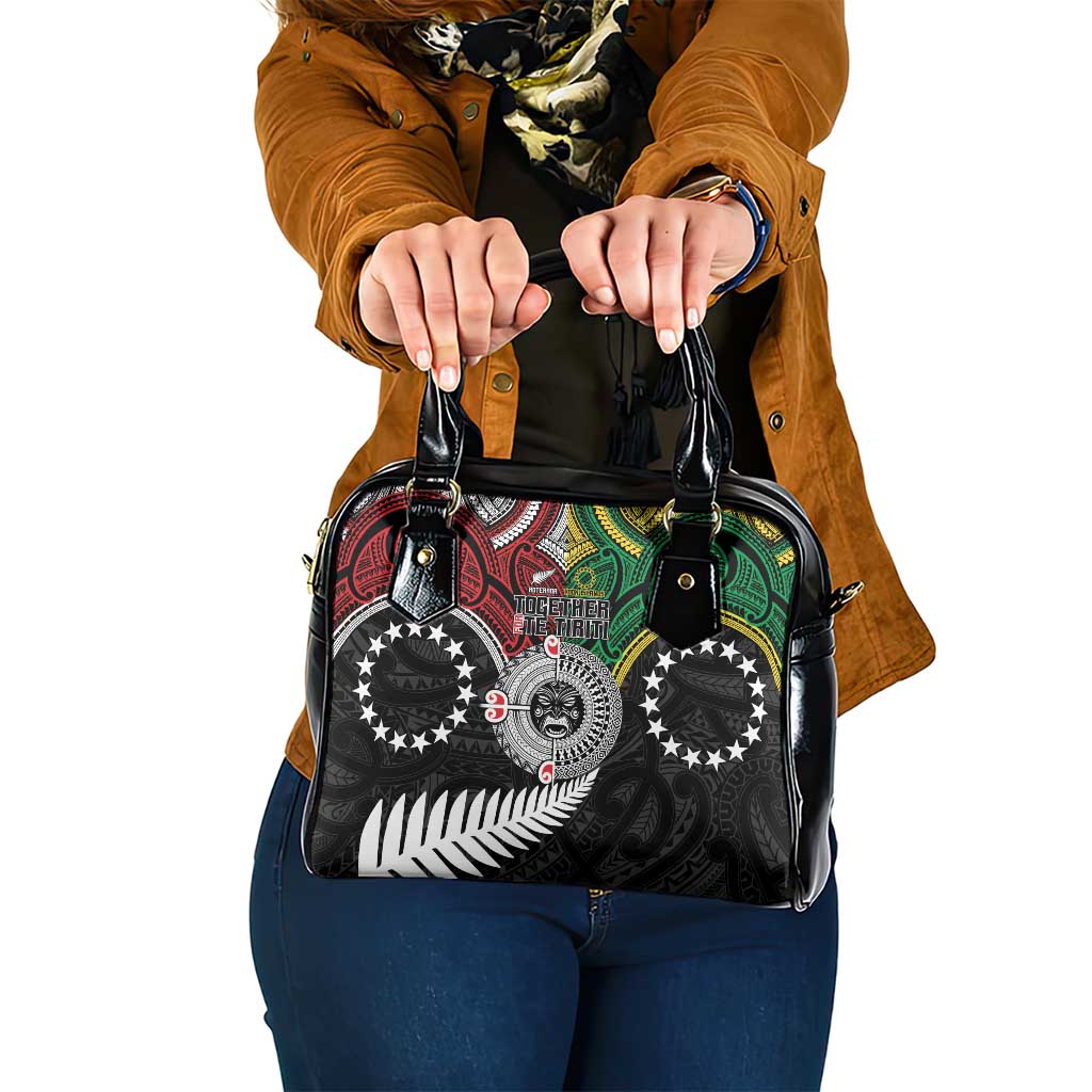 Aotearoa and Cook Islands Mo Te Tiriti Shoulder Handbag New Zealand Honour The Treaty Ake!Ake!Ake! LT9 One Size Green - Polynesian Pride