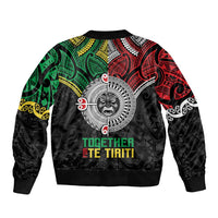 Aotearoa and Cook Islands Mo Te Tiriti Sleeve Zip Bomber Jacket New Zealand Honour The Treaty Ake!Ake!Ake! LT9 - Polynesian Pride