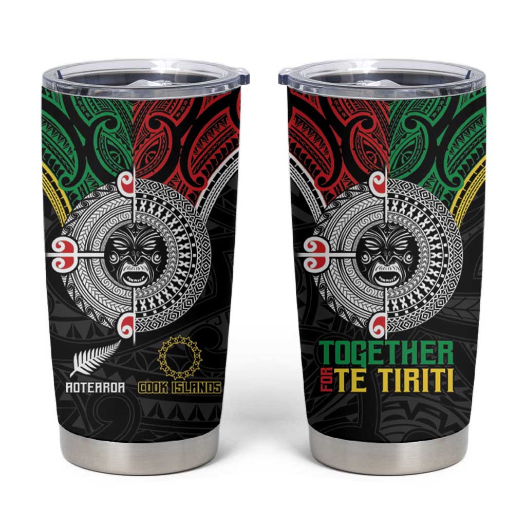 Aotearoa and Cook Islands Mo Te Tiriti Tumbler Cup New Zealand Honour The Treaty Ake!Ake!Ake! LT9 Green - Polynesian Pride