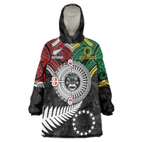 Aotearoa and Cook Islands Mo Te Tiriti Wearable Blanket Hoodie New Zealand Honour The Treaty Ake!Ake!Ake! LT9 One Size Green - Polynesian Pride