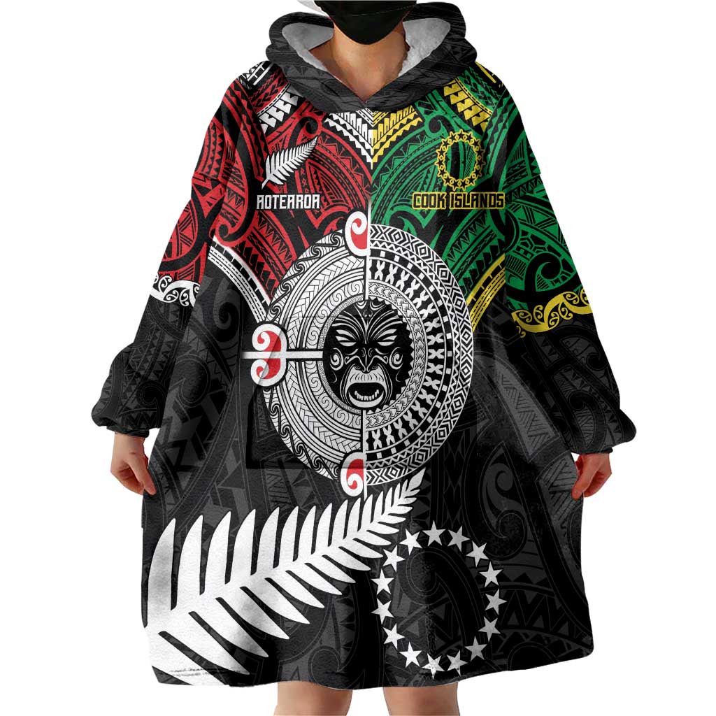 Aotearoa and Cook Islands Mo Te Tiriti Wearable Blanket Hoodie New Zealand Honour The Treaty Ake!Ake!Ake! LT9 - Polynesian Pride
