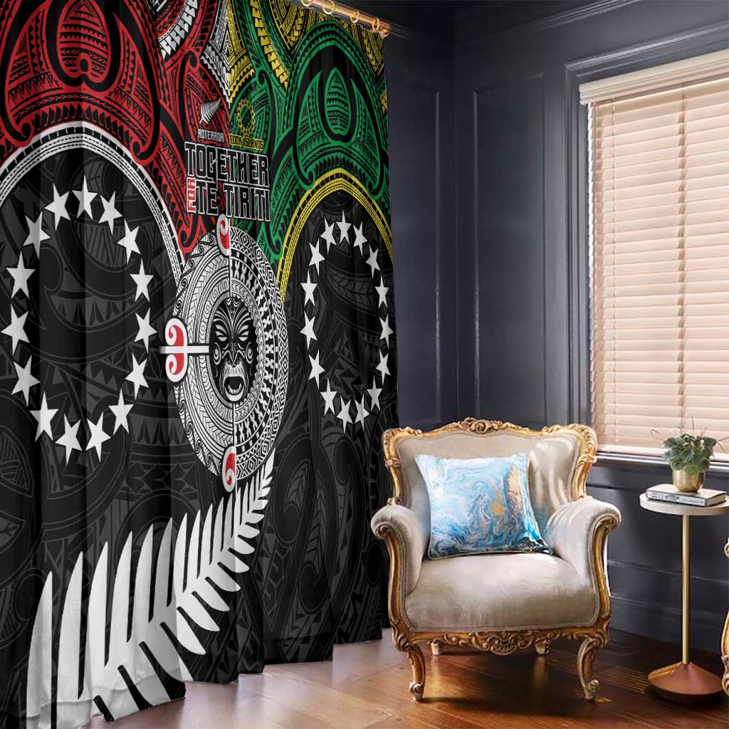 Aotearoa and Cook Islands Mo Te Tiriti Window Curtain New Zealand Honour The Treaty Ake!Ake!Ake! LT9 - Polynesian Pride