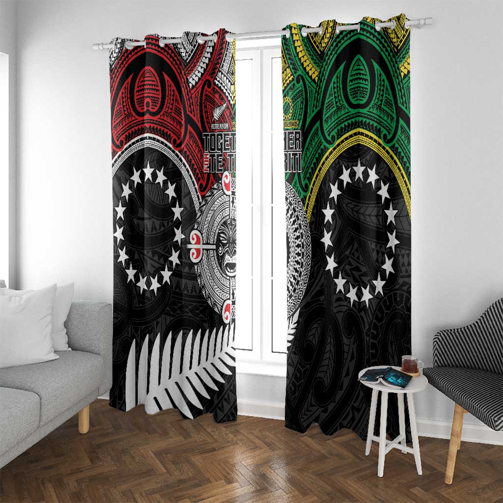 Aotearoa and Cook Islands Mo Te Tiriti Window Curtain New Zealand Honour The Treaty Ake!Ake!Ake! LT9 With Grommets Green - Polynesian Pride