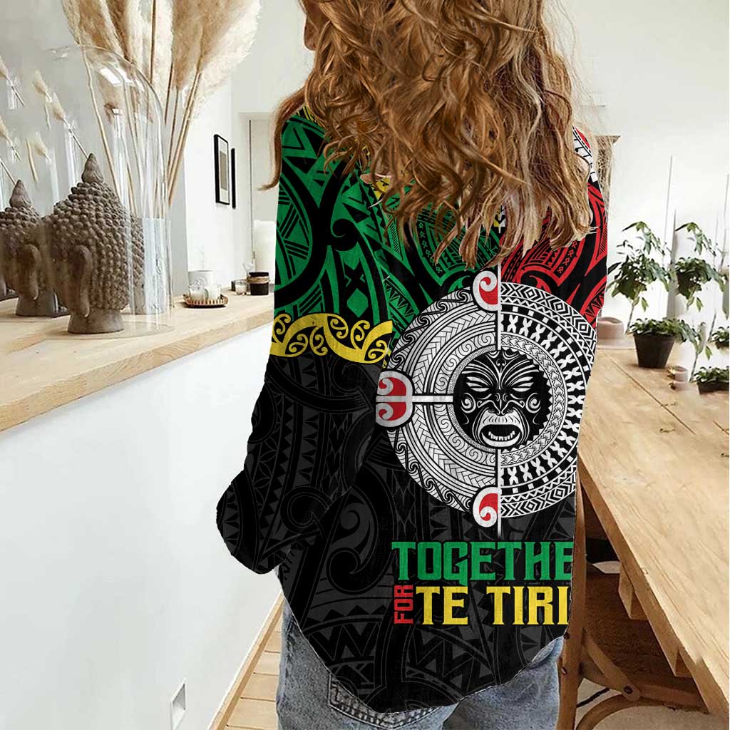 Aotearoa and Cook Islands Mo Te Tiriti Women Casual Shirt New Zealand Honour The Treaty Ake!Ake!Ake!