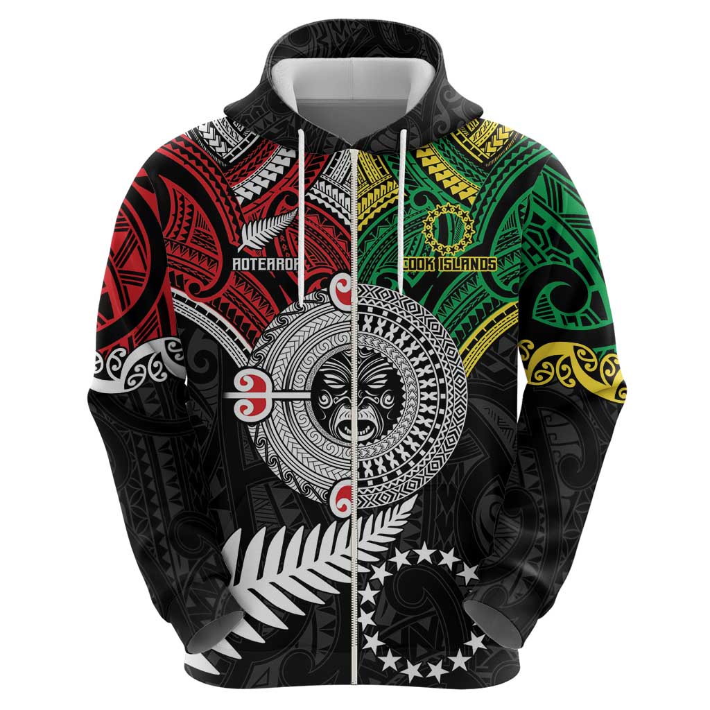 Aotearoa and Cook Islands Mo Te Tiriti Zip Hoodie New Zealand Honour The Treaty Ake!Ake!Ake! LT9 - Polynesian Pride
