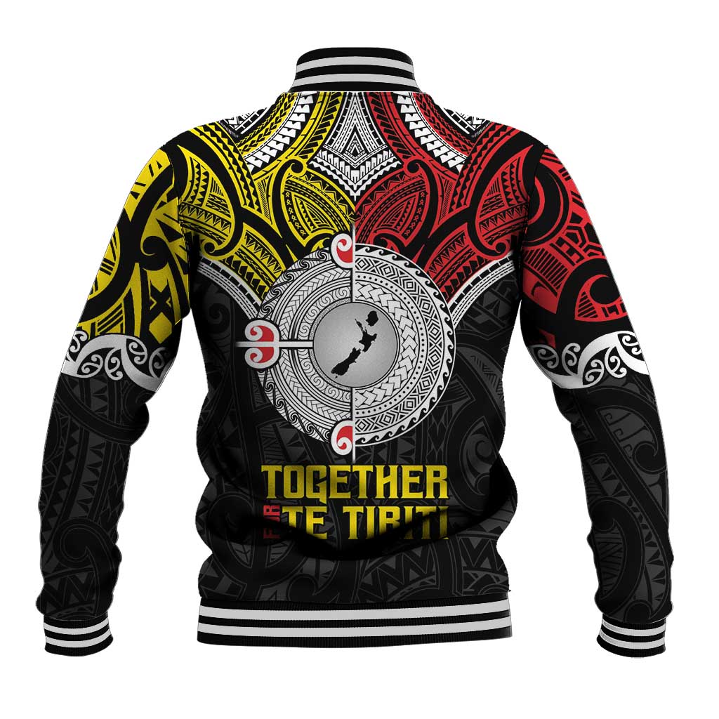 Aotearoa and Niue Mo Te Tiriti Baseball Jacket New Zealand Honour The Treaty Ake!Ake!Ake! LT9 - Polynesian Pride
