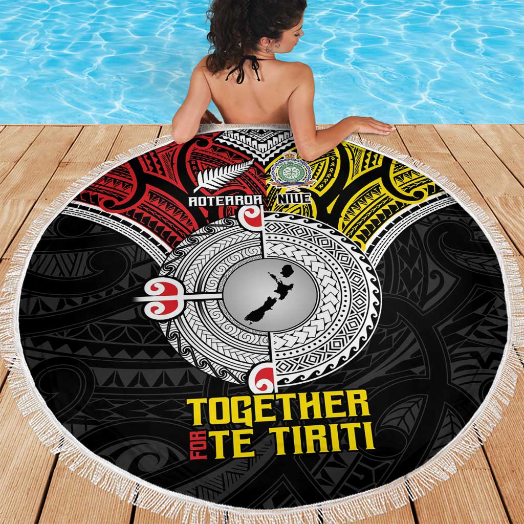 Aotearoa and Niue Mo Te Tiriti Beach Blanket New Zealand Honour The Treaty Ake!Ake!Ake! LT9 - Polynesian Pride