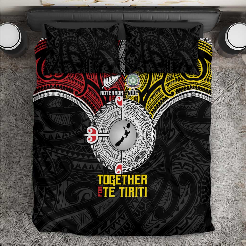 Aotearoa and Niue Mo Te Tiriti Bedding Set New Zealand Honour The Treaty Ake!Ake!Ake! LT9 Gold - Polynesian Pride