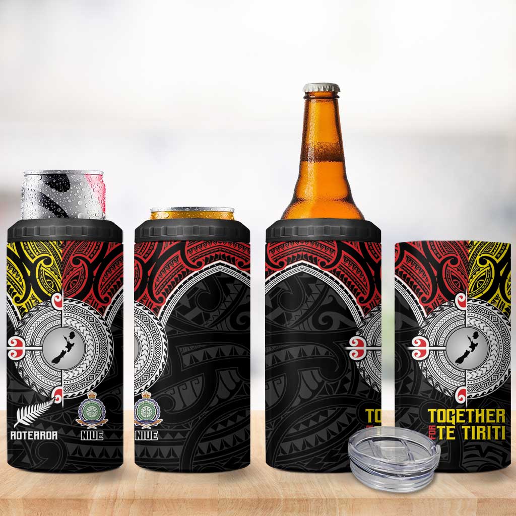 Aotearoa and Niue Mo Te Tiriti 4 in 1 Can Cooler Tumbler New Zealand Honour The Treaty Ake!Ake!Ake! LT9 - Polynesian Pride