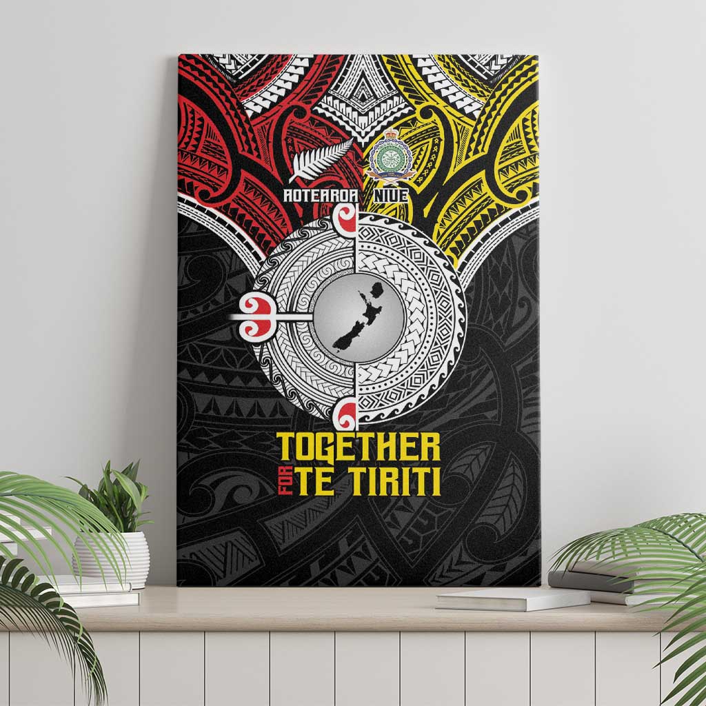 Aotearoa and Niue Mo Te Tiriti Canvas Wall Art New Zealand Honour The Treaty Ake!Ake!Ake! LT9 - Polynesian Pride