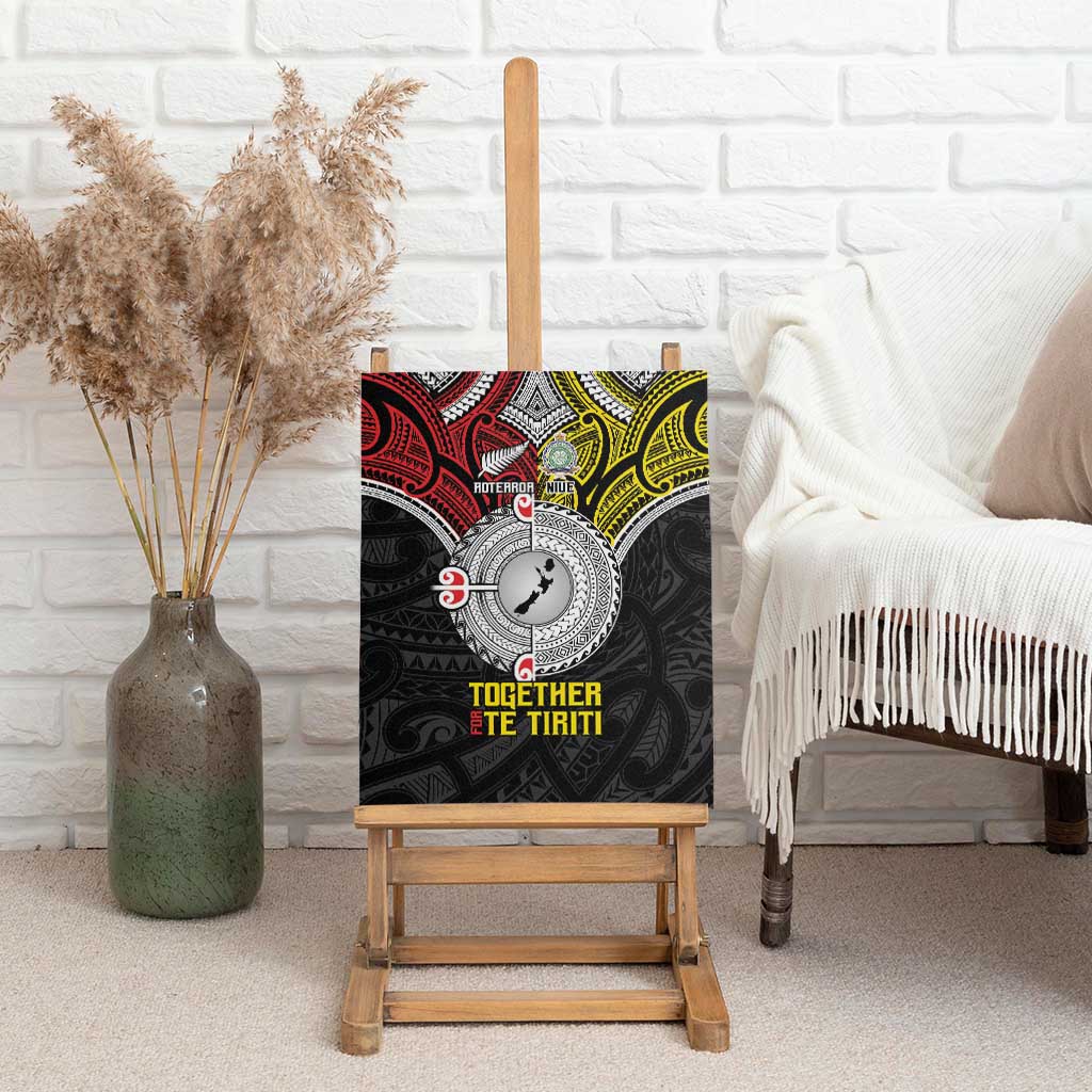 Aotearoa and Niue Mo Te Tiriti Canvas Wall Art New Zealand Honour The Treaty Ake!Ake!Ake! LT9 - Polynesian Pride