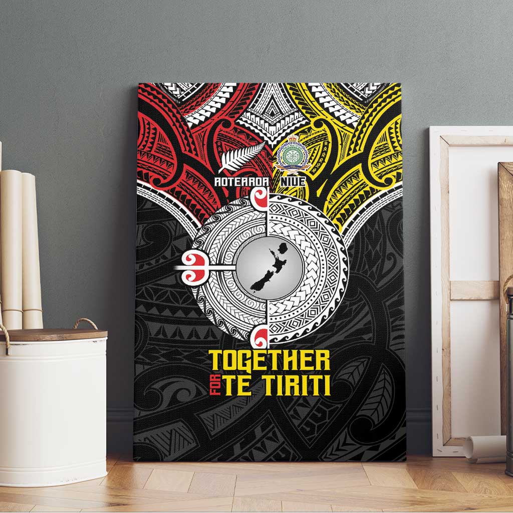 Aotearoa and Niue Mo Te Tiriti Canvas Wall Art New Zealand Honour The Treaty Ake!Ake!Ake! LT9 - Polynesian Pride