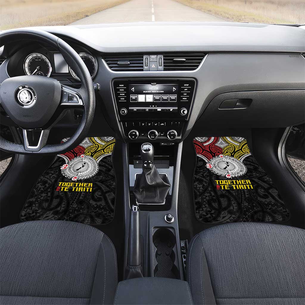 Aotearoa and Niue Mo Te Tiriti Car Mats New Zealand Honour The Treaty Ake!Ake!Ake! LT9 Set 2pcs - Front Gold - Polynesian Pride