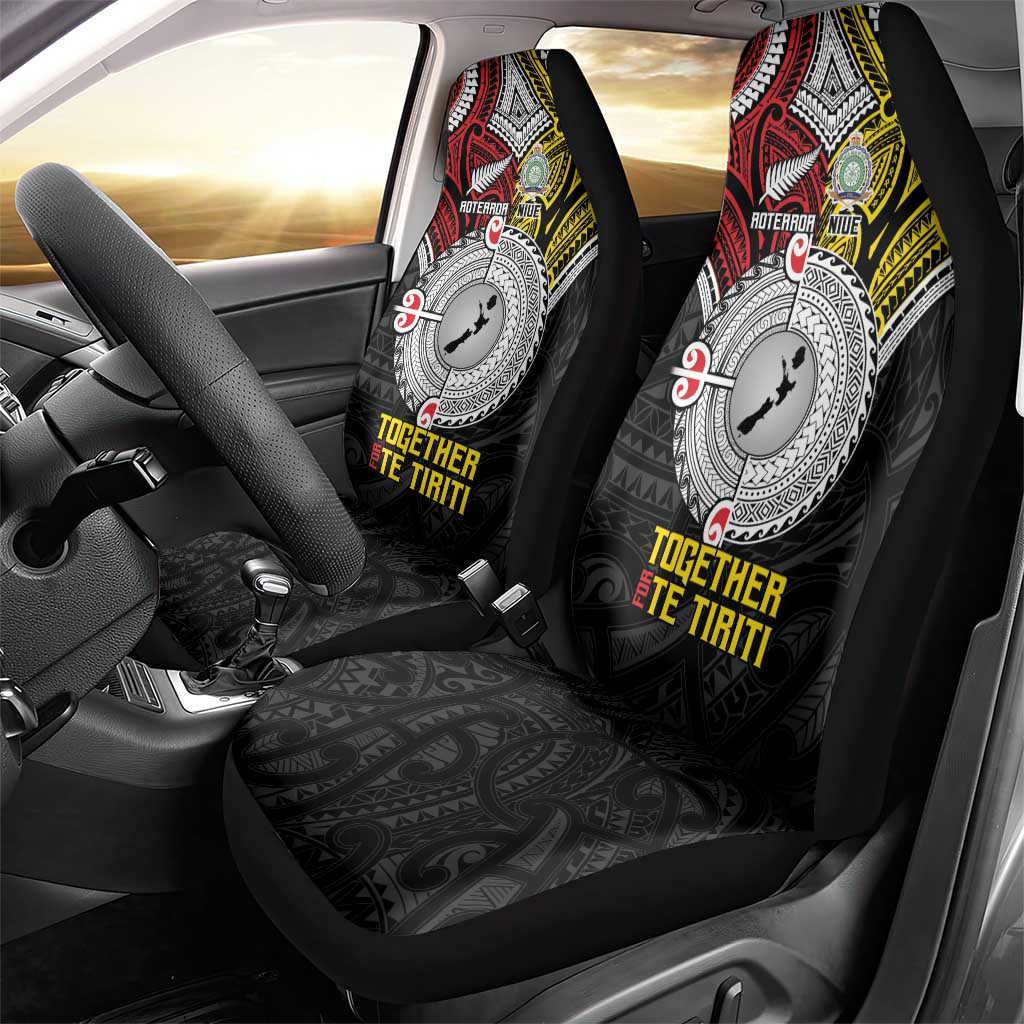 Aotearoa and Niue Mo Te Tiriti Car Seat Cover New Zealand Honour The Treaty Ake!Ake!Ake! LT9 - Polynesian Pride