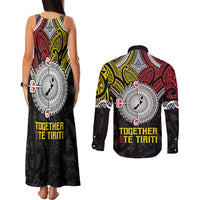 Aotearoa and Niue Mo Te Tiriti Couples Matching Tank Maxi Dress and Long Sleeve Button Shirt New Zealand Honour The Treaty Ake!Ake!Ake! LT9 - Polynesian Pride