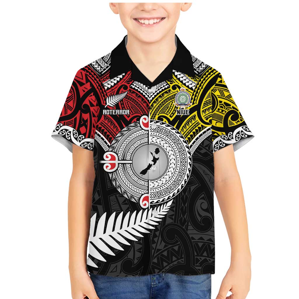 Aotearoa and Niue Mo Te Tiriti Family Matching Mermaid Dress and Hawaiian Shirt New Zealand Honour The Treaty Ake!Ake!Ake! LT9 Son's Shirt Gold - Polynesian Pride