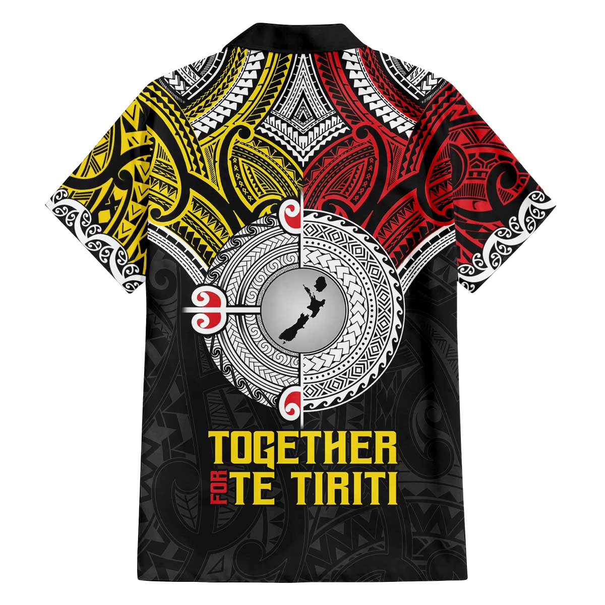 Aotearoa and Niue Mo Te Tiriti Family Matching Off The Shoulder Long Sleeve Dress and Hawaiian Shirt New Zealand Honour The Treaty Ake!Ake!Ake! LT9 - Polynesian Pride