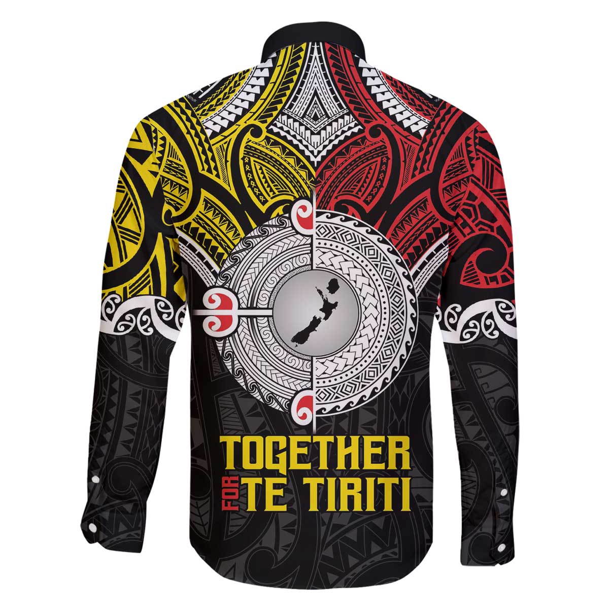 Aotearoa and Niue Mo Te Tiriti Family Matching Off The Shoulder Long Sleeve Dress and Hawaiian Shirt New Zealand Honour The Treaty Ake!Ake!Ake! LT9 - Polynesian Pride