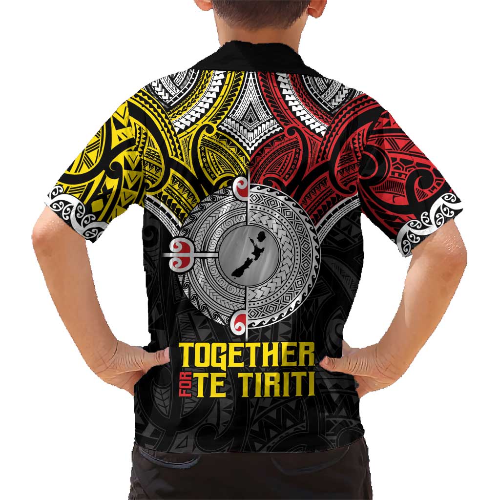 Aotearoa and Niue Mo Te Tiriti Family Matching Short Sleeve Bodycon Dress and Hawaiian Shirt New Zealand Honour The Treaty Ake!Ake!Ake! LT9 - Polynesian Pride