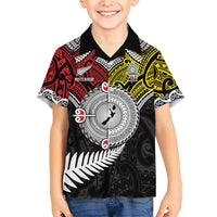 Aotearoa and Niue Mo Te Tiriti Family Matching Short Sleeve Bodycon Dress and Hawaiian Shirt New Zealand Honour The Treaty Ake!Ake!Ake! LT9 Son's Shirt Gold - Polynesian Pride