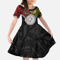Aotearoa and Niue Mo Te Tiriti Family Matching Summer Maxi Dress and Hawaiian Shirt New Zealand Honour The Treaty Ake!Ake!Ake! LT9 Daughter's Dress Gold - Polynesian Pride