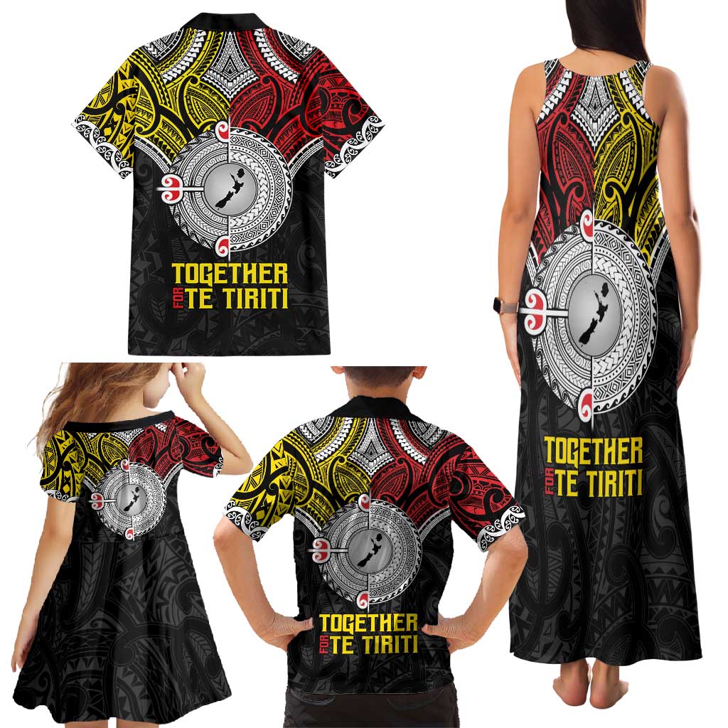 Aotearoa and Niue Mo Te Tiriti Family Matching Tank Maxi Dress and Hawaiian Shirt New Zealand Honour The Treaty Ake!Ake!Ake! LT9 - Polynesian Pride