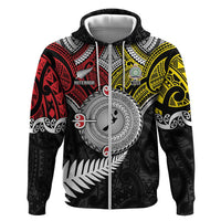 Aotearoa and Niue Mo Te Tiriti Hoodie New Zealand Honour The Treaty Ake!Ake!Ake! LT9 Zip Hoodie Gold - Polynesian Pride