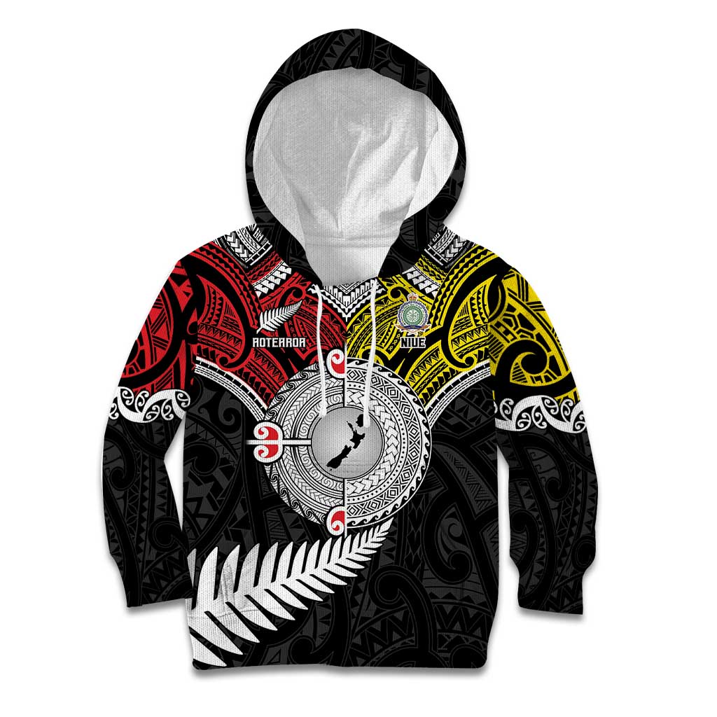 Aotearoa and Niue Mo Te Tiriti Kid Hoodie New Zealand Honour The Treaty Ake!Ake!Ake! LT9 Hoodie Gold - Polynesian Pride