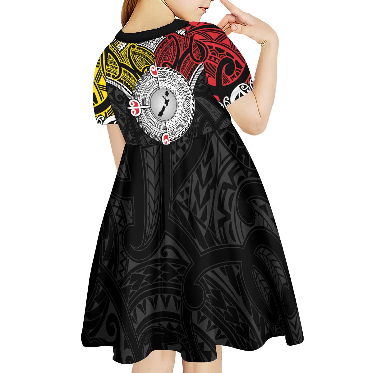 Aotearoa and Niue Mo Te Tiriti Kid Short Sleeve Dress New Zealand Honour The Treaty Ake!Ake!Ake! LT9 - Polynesian Pride