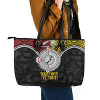 Aotearoa and Niue Mo Te Tiriti Leather Tote Bag New Zealand Honour The Treaty Ake!Ake!Ake! LT9 - Polynesian Pride