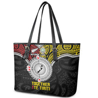 Aotearoa and Niue Mo Te Tiriti Leather Tote Bag New Zealand Honour The Treaty Ake!Ake!Ake! LT9 - Polynesian Pride