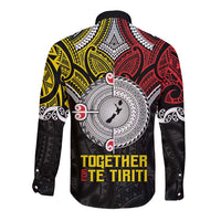 Aotearoa and Niue Mo Te Tiriti Long Sleeve Button Shirt New Zealand Honour The Treaty Ake!Ake!Ake! LT9 - Polynesian Pride