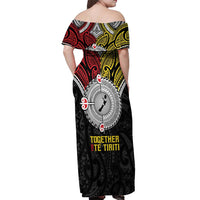 Aotearoa and Niue Mo Te Tiriti Off Shoulder Maxi Dress New Zealand Honour The Treaty Ake!Ake!Ake! LT9 - Polynesian Pride