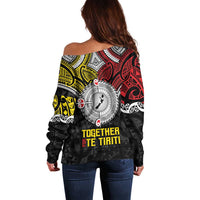 Aotearoa and Niue Mo Te Tiriti Off Shoulder Sweater New Zealand Honour The Treaty Ake!Ake!Ake! LT9 - Polynesian Pride