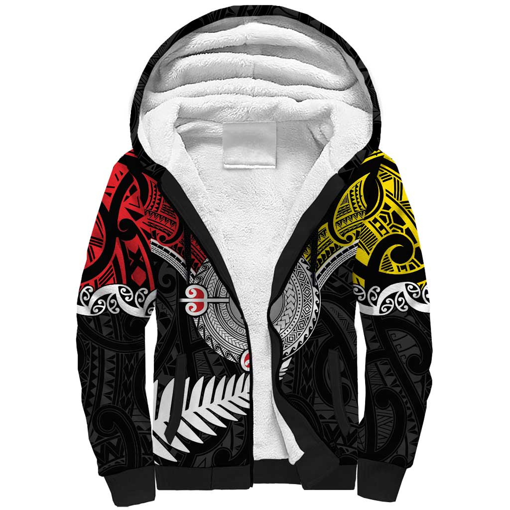 Aotearoa and Niue Mo Te Tiriti Sherpa Hoodie New Zealand Honour The Treaty Ake!Ake!Ake! LT9 Unisex Gold - Polynesian Pride