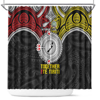 Aotearoa and Niue Mo Te Tiriti Shower Curtain New Zealand Honour The Treaty Ake!Ake!Ake! LT9 Gold - Polynesian Pride