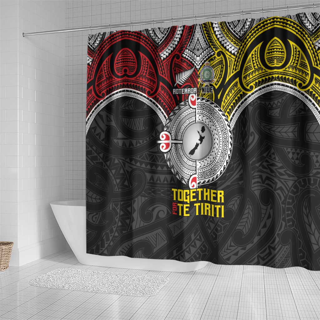 Aotearoa and Niue Mo Te Tiriti Shower Curtain New Zealand Honour The Treaty Ake!Ake!Ake! LT9 - Polynesian Pride