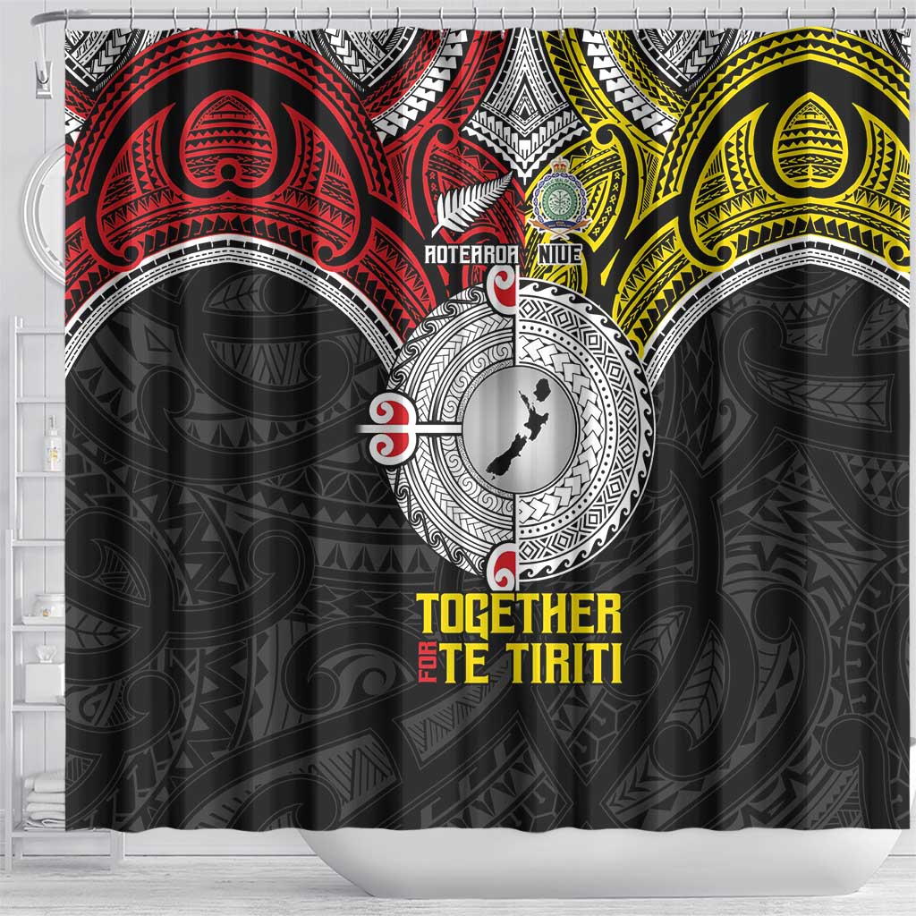 Aotearoa and Niue Mo Te Tiriti Shower Curtain New Zealand Honour The Treaty Ake!Ake!Ake! LT9 - Polynesian Pride