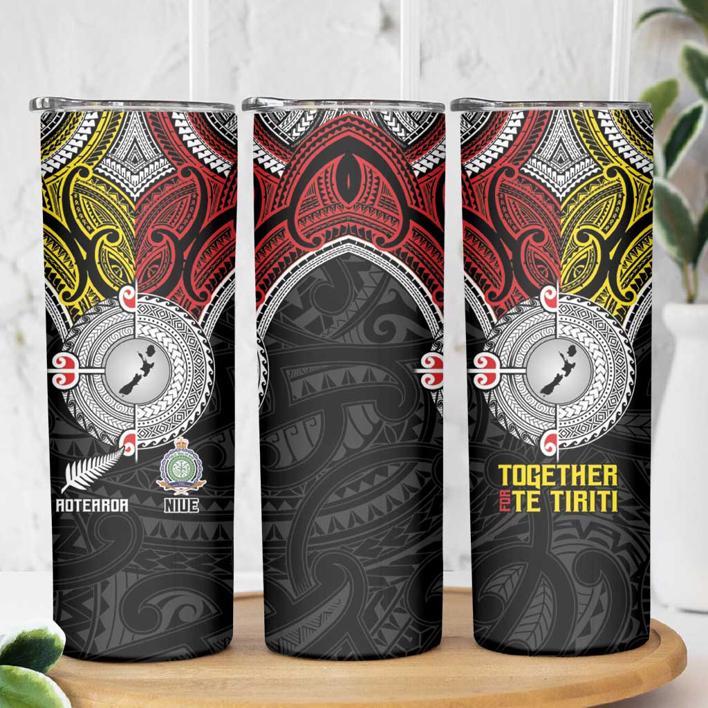 Aotearoa and Niue Mo Te Tiriti Skinny Tumbler New Zealand Honour The Treaty Ake!Ake!Ake! LT9 - Polynesian Pride