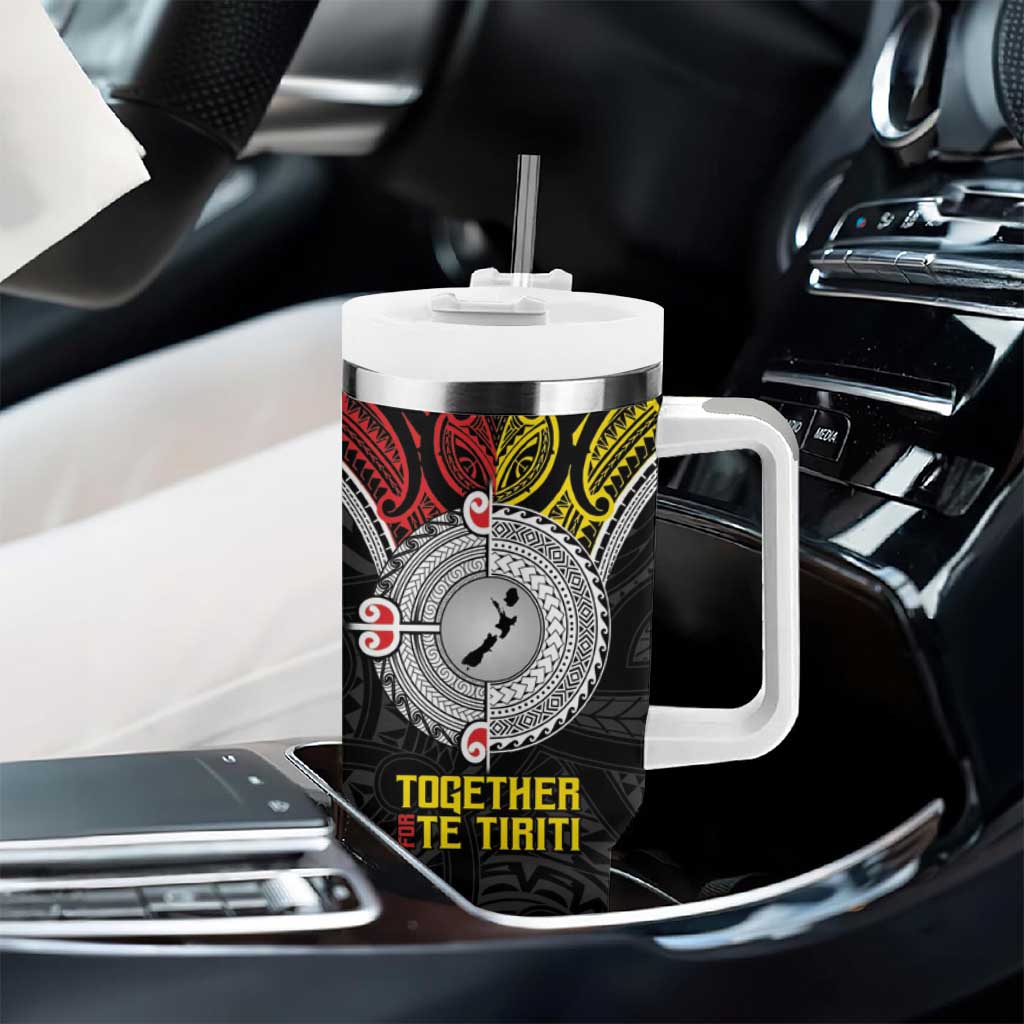 Aotearoa and Niue Mo Te Tiriti Tumbler With Handle New Zealand Honour The Treaty Ake!Ake!Ake! LT9 - Polynesian Pride
