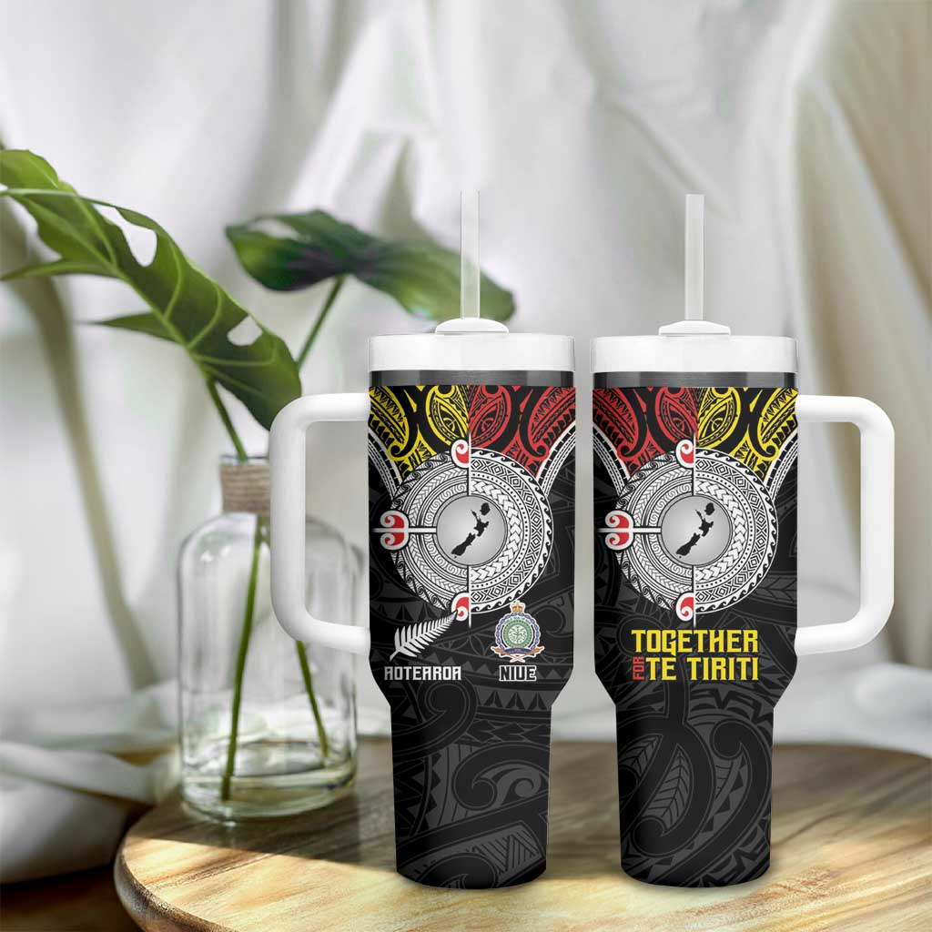 Aotearoa and Niue Mo Te Tiriti Tumbler With Handle New Zealand Honour The Treaty Ake!Ake!Ake! LT9 - Polynesian Pride