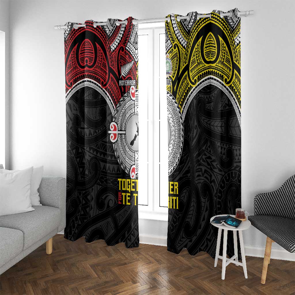 Aotearoa and Niue Mo Te Tiriti Window Curtain New Zealand Honour The Treaty Ake!Ake!Ake! LT9 With Grommets Gold - Polynesian Pride