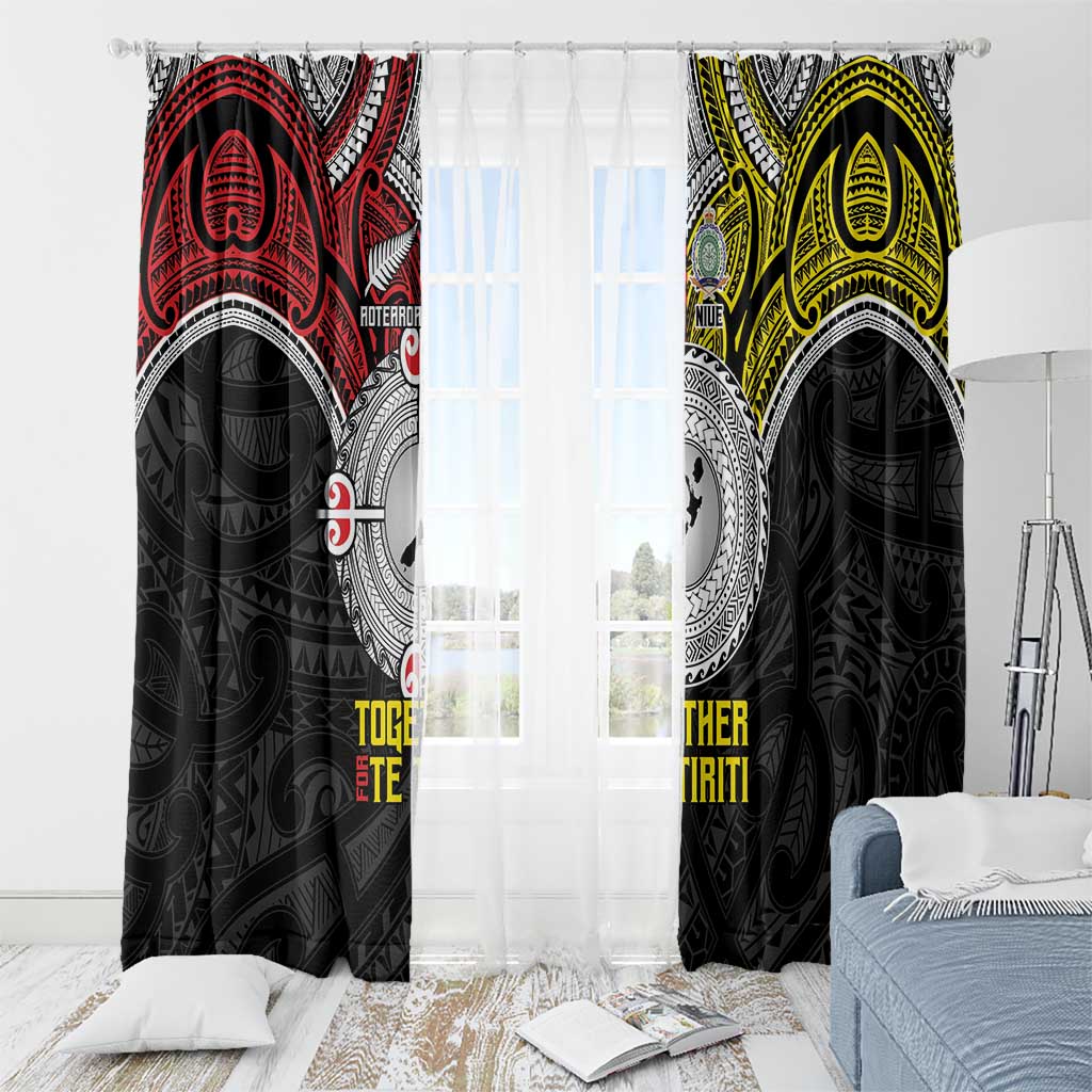 Aotearoa and Niue Mo Te Tiriti Window Curtain New Zealand Honour The Treaty Ake!Ake!Ake! LT9 - Polynesian Pride