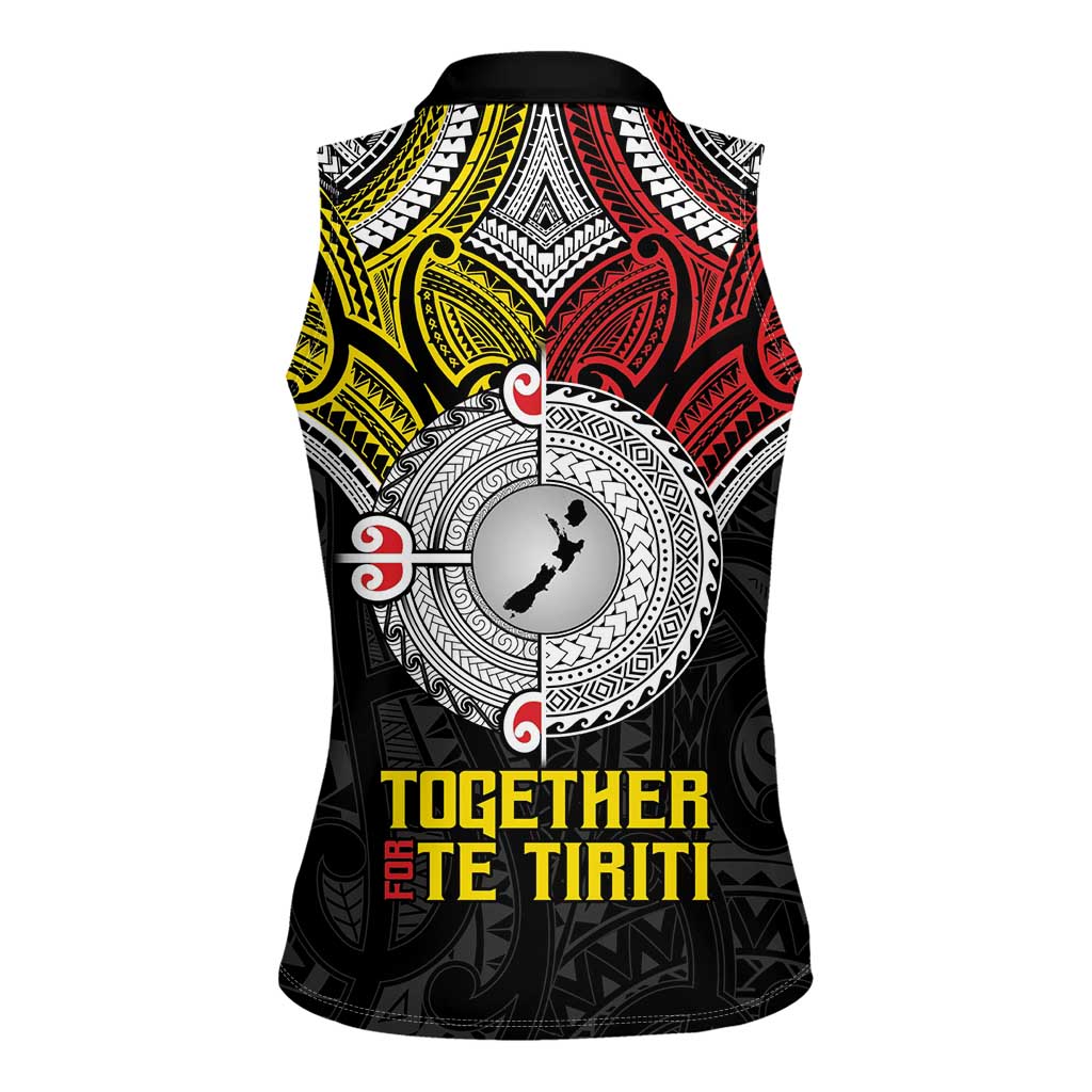 Aotearoa and Niue Mo Te Tiriti Women Sleeveless Polo Shirt New Zealand Honour The Treaty Ake!Ake!Ake! LT9 - Polynesian Pride